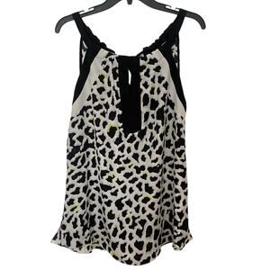 ECI New York Top Sleeveless Animal Print Blouse Black White Gray Womens Sz Large